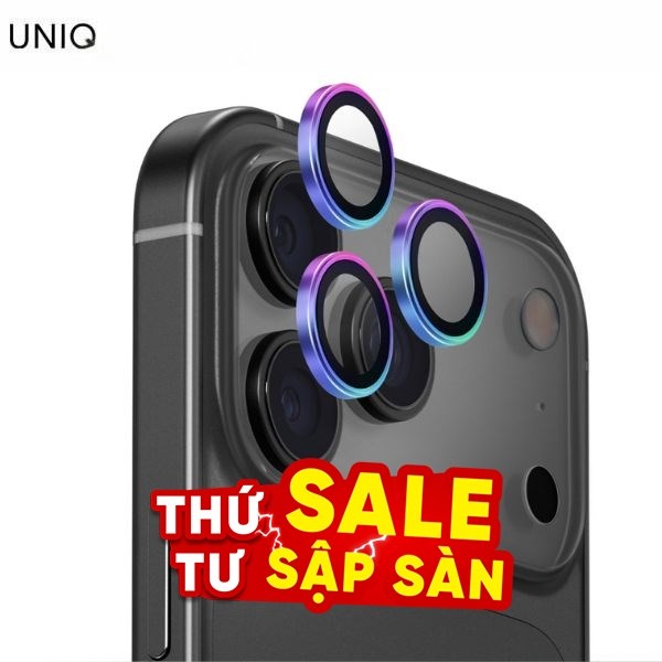 Miếng dán camera iPhone 17 Pro/iPhone 17 Pro Max OPTIX Viền Nhôm Thủy Tinh UNIQ