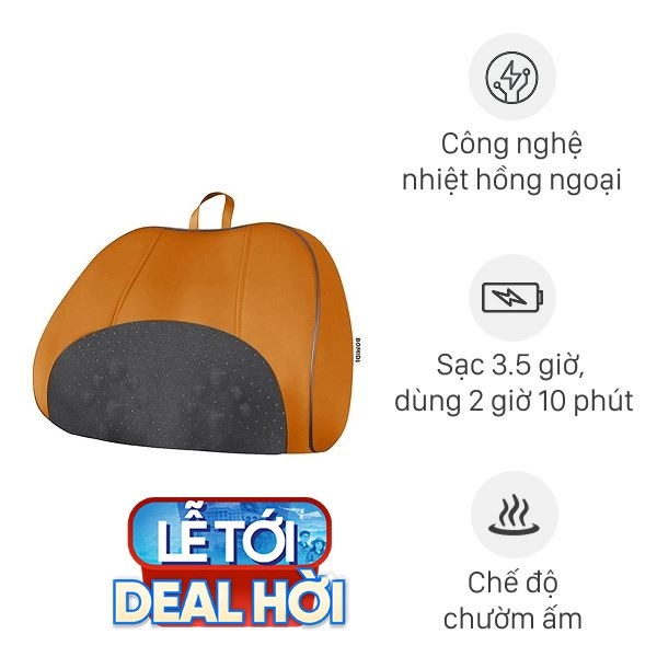 Gối massage hồng ngoại Bomidi MP1 Pro - Đen Cam