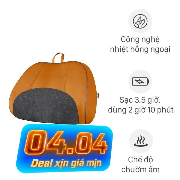 Gối massage hồng ngoại Bomidi MP1 Pro - Đen Cam