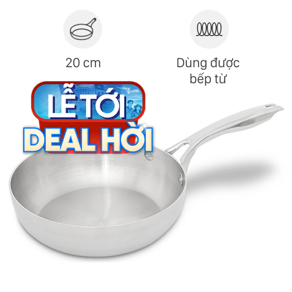 Chảo inox nguyên khối sâu đáy từ Green Cook GCP2518-20IH