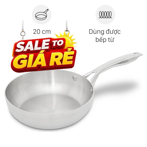 Chảo inox nguyên khối sâu đáy từ Green Cook GCP2518-20IH