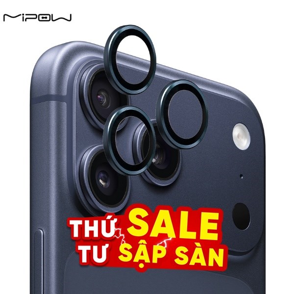 Miếng dán camera iPhone 17 Pro/iPhone 17 Pro Max Thủy Tinh Nhôm Silicat MIPOW