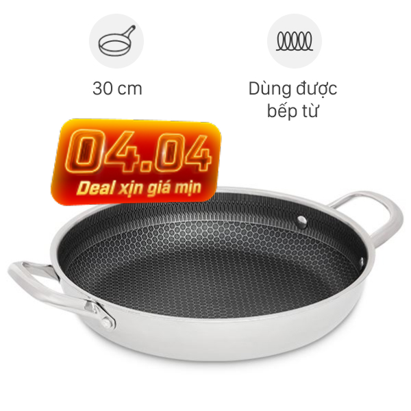 Chảo inox nguyên khối chống dính đáy từ AVA TC-TASJG30