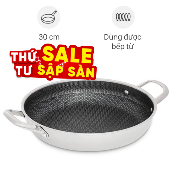 Chảo inox nguyên khối chống dính đáy từ AVA TC-TASJG30