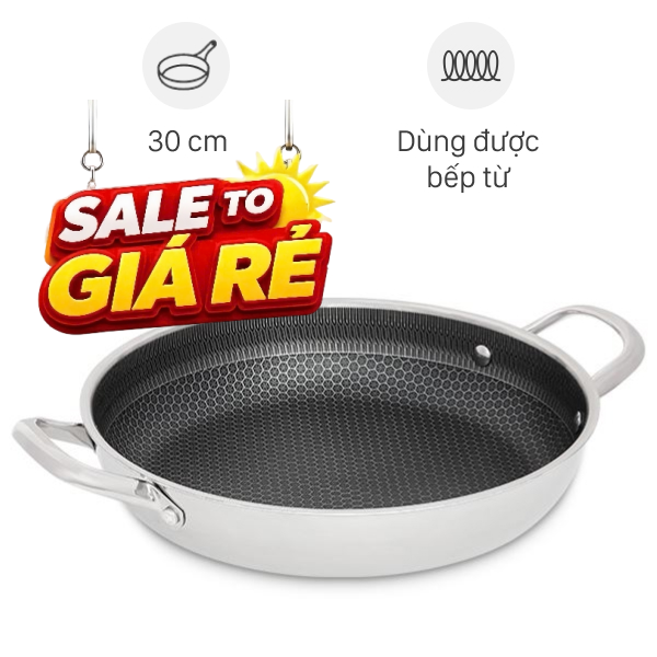 Chảo inox nguyên khối chống dính đáy từ AVA TC-TASJG30