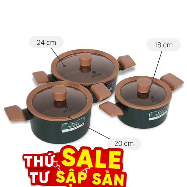 Bộ 3 nồi nhôm chống dính Elmich Harmony EL5246PT01