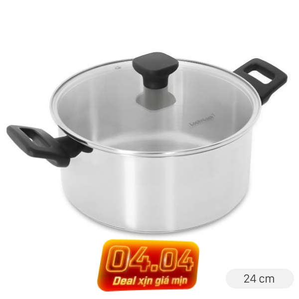 Nồi inox đáy từ nắp kính Lock&Lock CSC2423IH