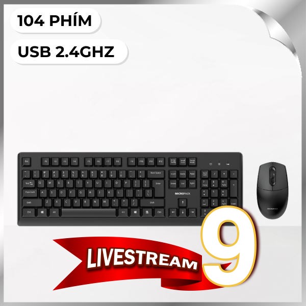 Bộ Bàn Phím Chuột Không Dây MicroPack KM-205W