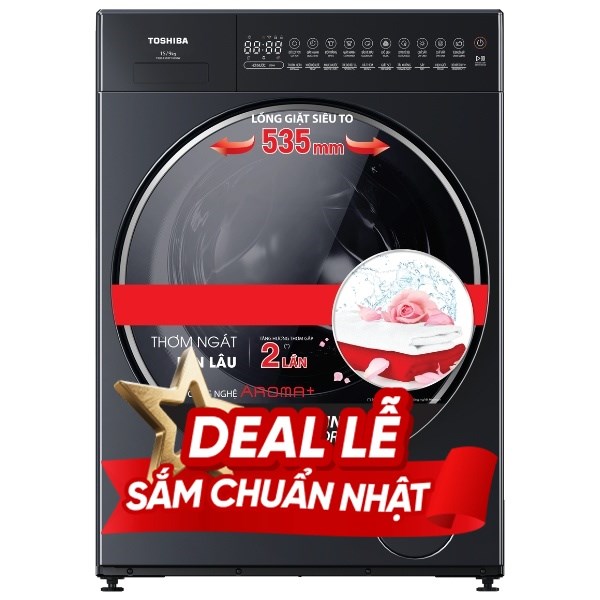 Toshiba Inverter Giặt 15 Kg - Sấy 9 Kg TWD-T35BP160MWV(MG)