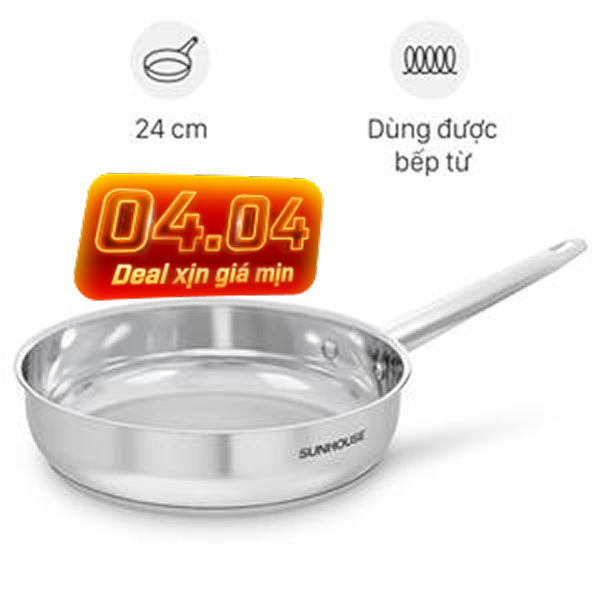 Chảo inox đáy từ Sunhouse Healthy IN24M9