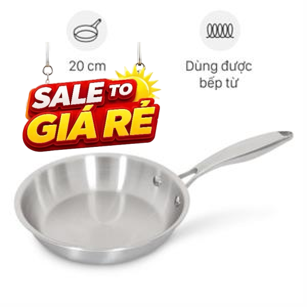 Chảo inox nguyên khối đáy từ Inochi Omi Gourmet HIN.CRIN.GM20