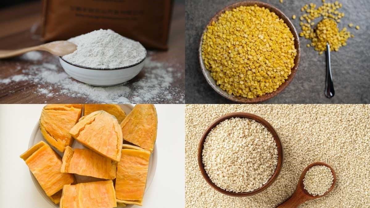 Nguyên liệu món ăn cách làm bánh rán vừng lúc lắc nhân đậu xanh giòn tan, thơm nức tại nhà