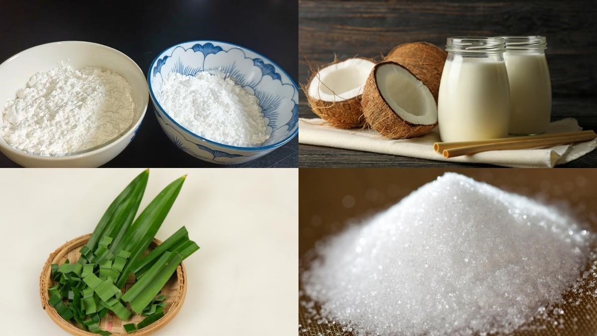 Nguyên liệu món ăn cách làm bánh tằm ngọt nước cốt dừa dai mướt, thơm ngon chuẩn vị miền tây
