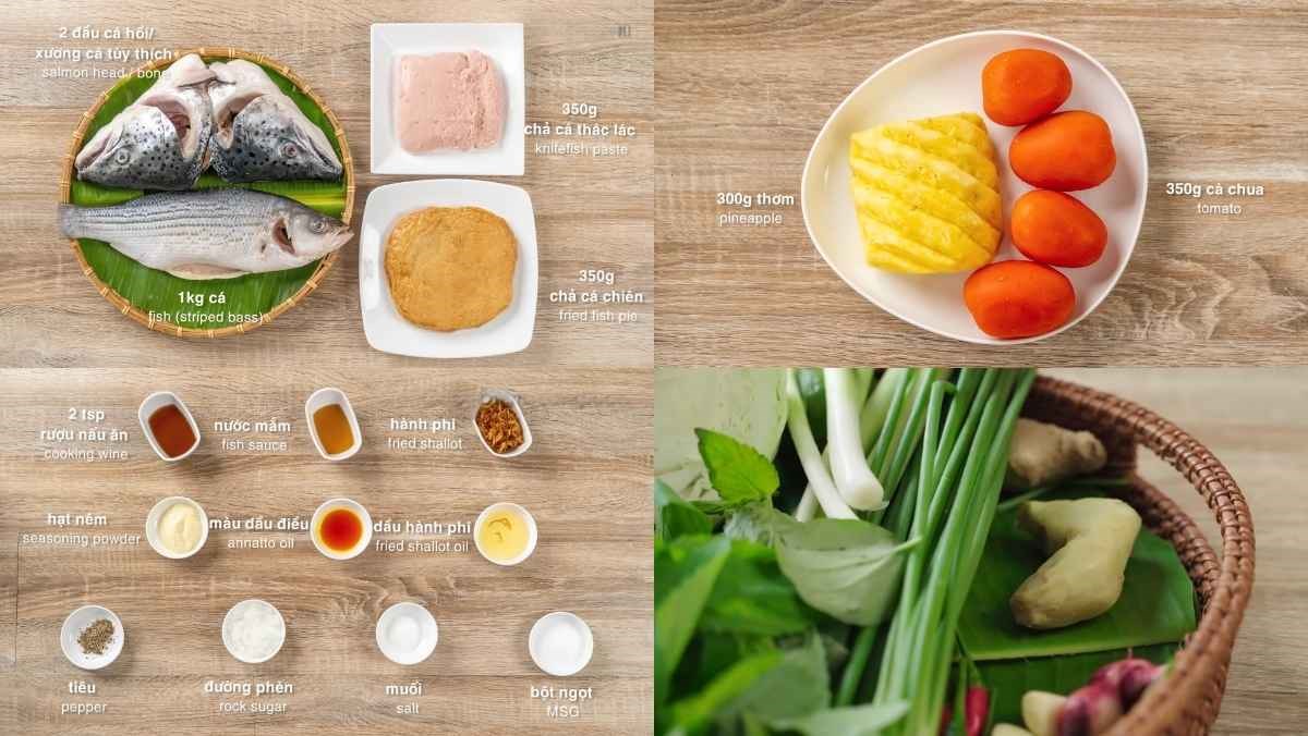 Nguyên liệu món ăn bún cá dầm