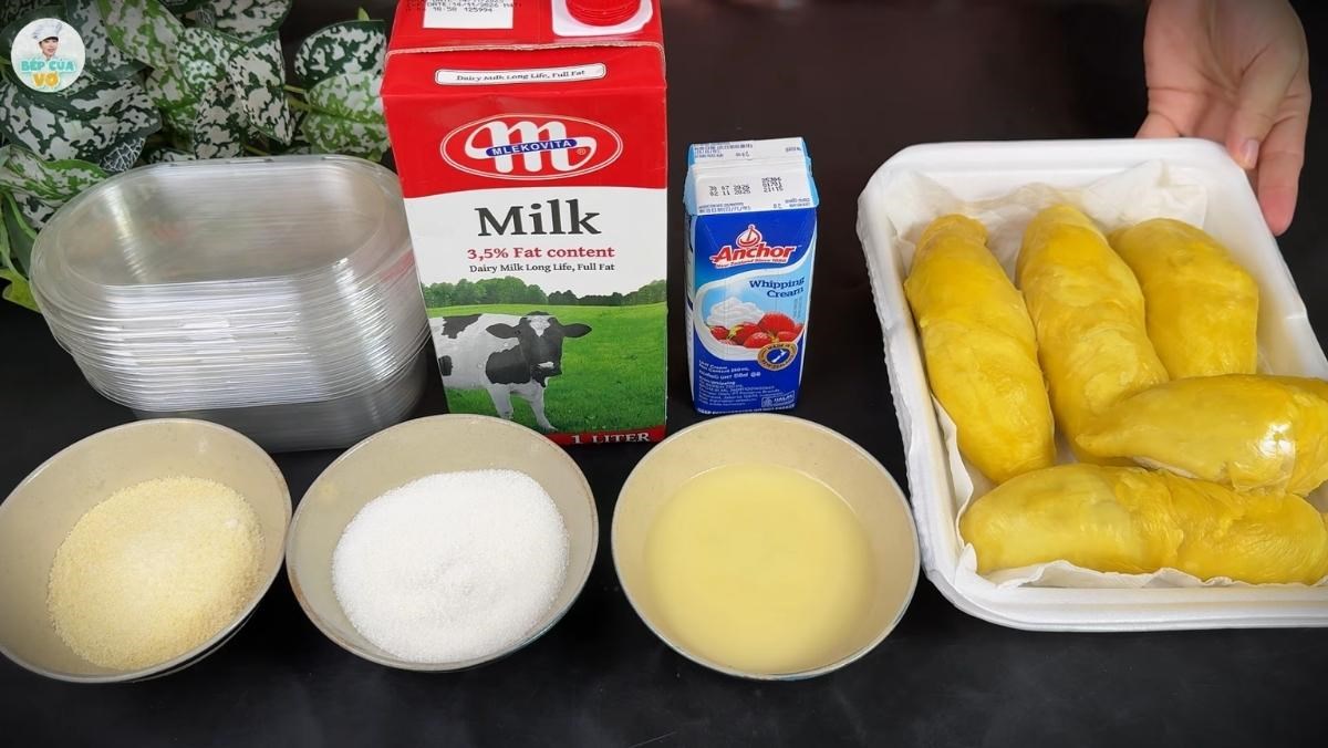 Nguyên liệu món ăn cách làm khúc bạch sầu riêng