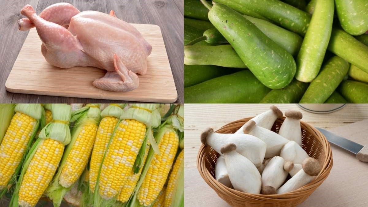 Nguyên liệu món ăn cách làm gà hấp bầu ngọt ngon chuẩn vị, thơm nức mũi cực kỳ đơn giản