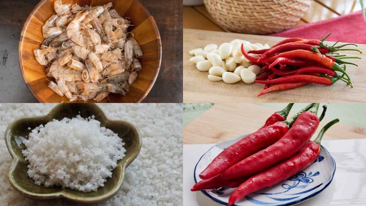 Nguyên liệu món ăn bật mí cách làm muối tôm từ đầu tôm tại nhà để chấm trái cây, hải sản, gà