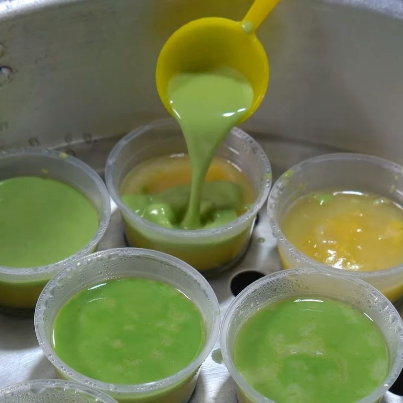 Bước 4 Hấp bánh da lợn Cách làm bánh da lợn đậu xanh nhân sầu riêng tươi bằng khuôn