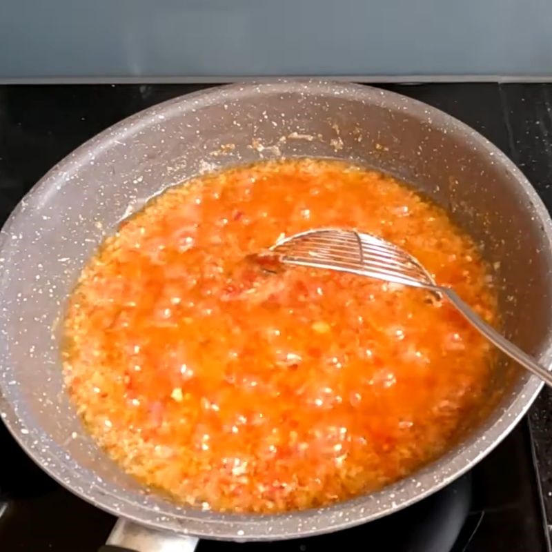 Bước 4 Nấu hỗn hợp sa tế tôm Sa tế tôm
