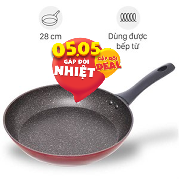 Chảo nhôm chống dính vân đá đáy từ Sunhouse SFP28B