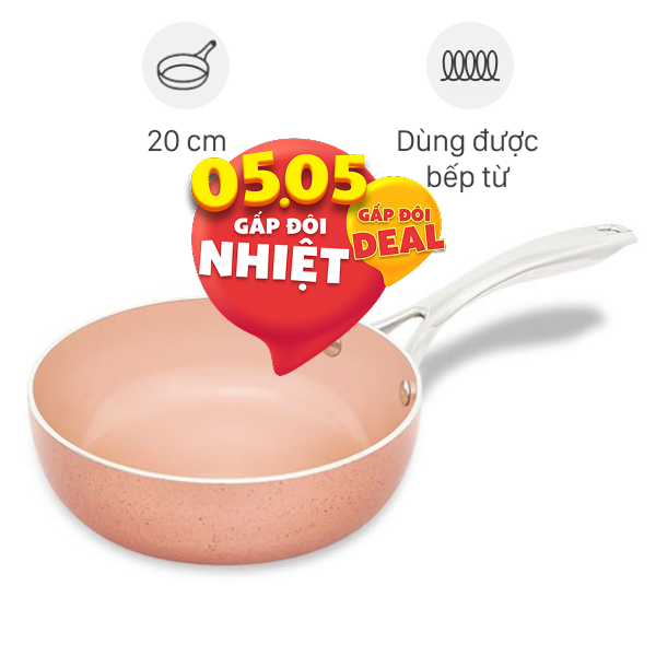 Chảo nhôm sâu chống dính vân đá đáy từ Elmich EL-5740MN