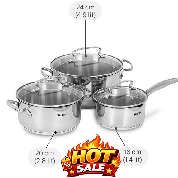 Bộ nồi quánh inox Tefal Duetto Plus G719S674