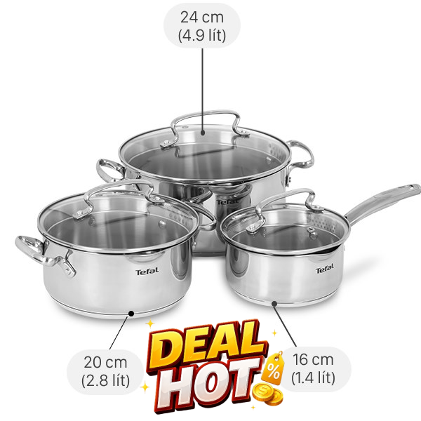 Bộ nồi quánh inox Tefal Duetto Plus G719S674