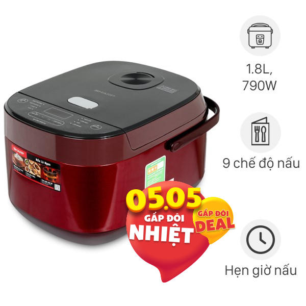 Nồi cơm điện tử Sharp 1.8 lít KS-COM194EV-RD