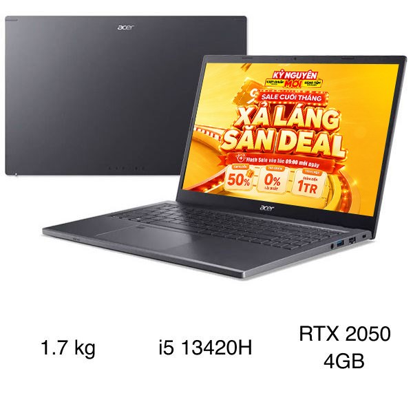 Laptop Acer Gaming Aspire 5 A515 58GM 51LB - NX.KQ4SV.002 (i5 13420H, 16GB, 512GB, RTX 2050 4GB, Full HD, Win11)