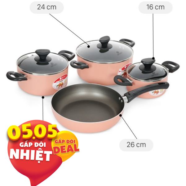 Bộ nồi chảo nhôm chống dính Elmich EL1162E