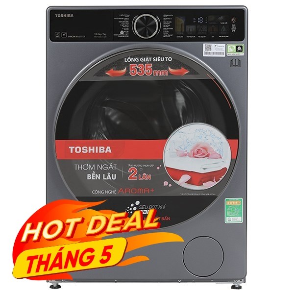 Toshiba Inverter Giặt 10.5 Kg - Sấy 7 Kg TWD-T25BZU115MWV(MG)