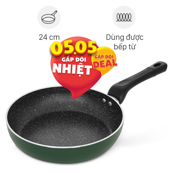 Chảo nhôm chống dính vân đá đáy từ Sunhouse SH24G