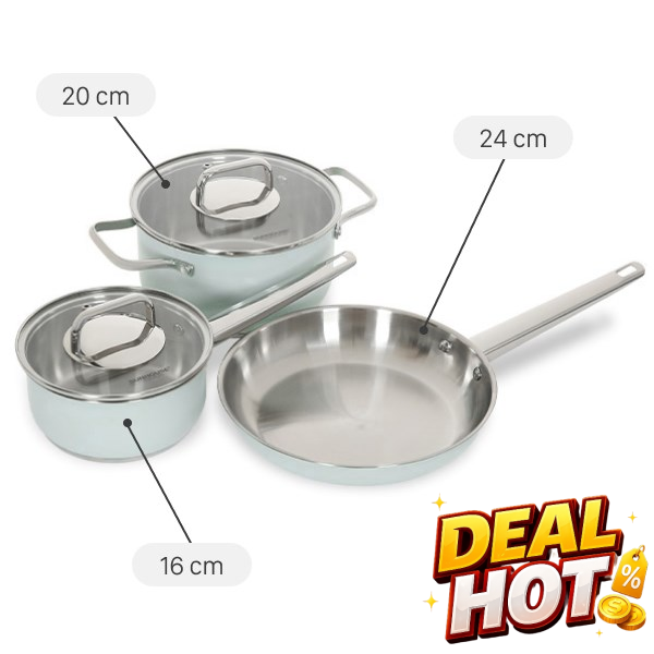 Bộ nồi chảo quánh inox 3 đáy Sunhouse SHG608