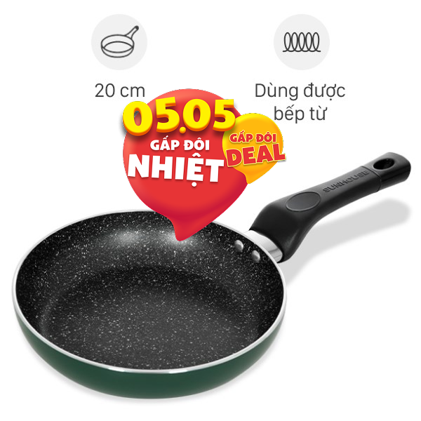 Chảo nhôm chống dính vân đá đáy từ Sunhouse SH20G