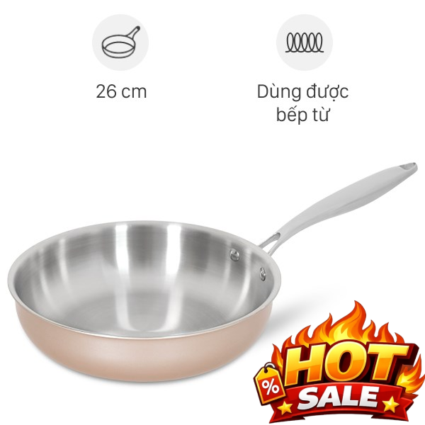 Chảo inox nguyên khối sâu đáy từ Green Cook GCP245-26IH