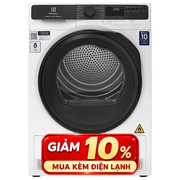 Máy sấy bơm nhiệt Electrolux 8 Kg EDH803J5WC