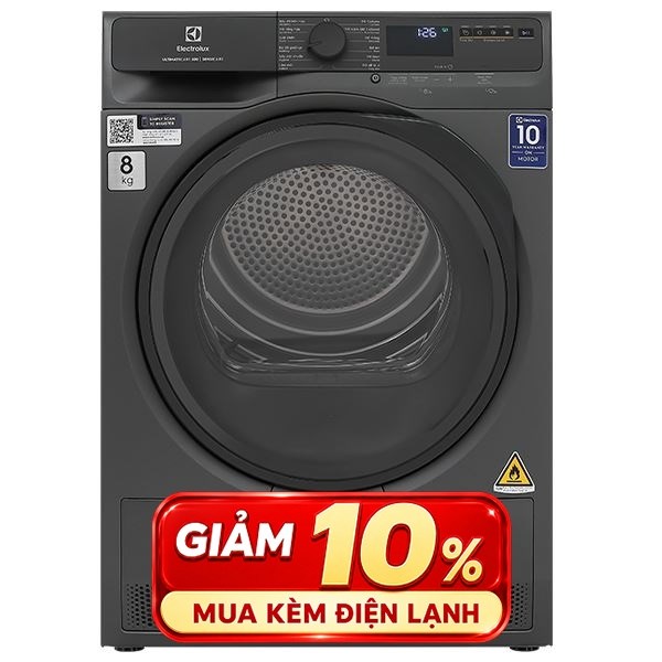Máy sấy bơm nhiệt Electrolux 8 Kg EDH803J5SC