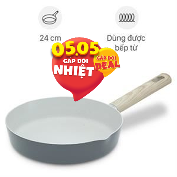 Chảo nhôm chống dính vân đá đáy từ Delites RLJ-3024