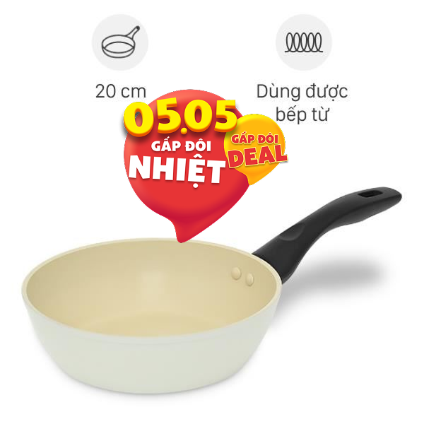 Chảo nhôm sâu chống dính vân đá đáy từ Green Cook GCP246-20IH