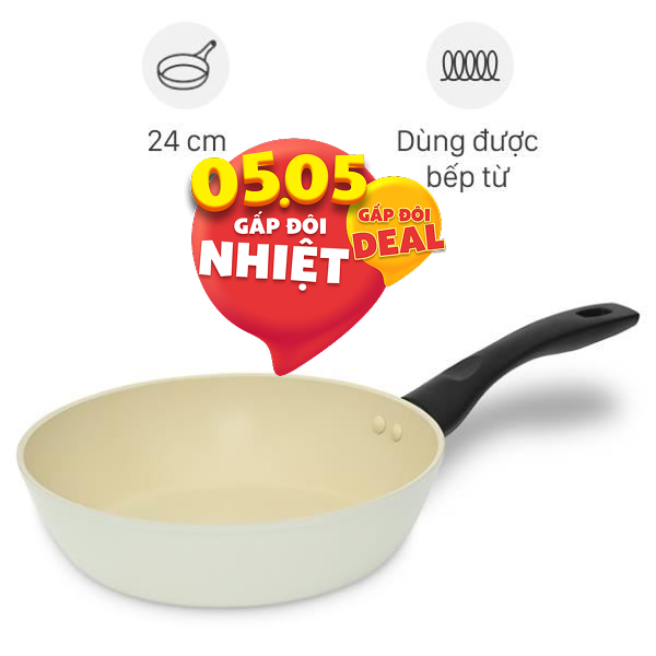 Chảo nhôm sâu chống dính vân đá đáy từ Green Cook GCP246-24IH