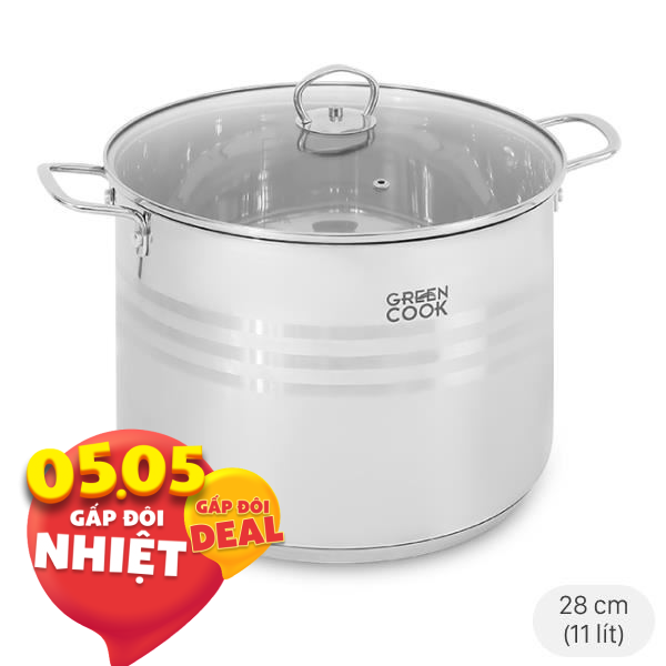 Nồi luộc gà inox 5 đáy Green Cook GCS243-28IH