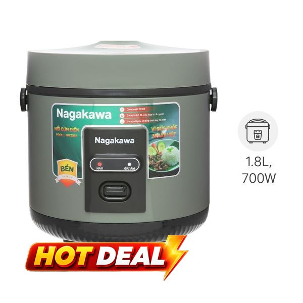 Nồi cơm nắp gài Nagakawa 1.8 lít NRC3836