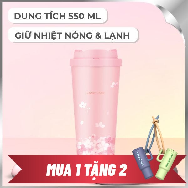 Bình giữ nhiệt inox 550 ml Energetic Tumbler Peach Blossom Lock