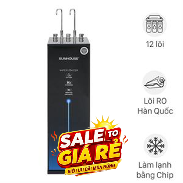 Máy lọc nước RO nóng nguội lạnh Hydrogen ion kiềm Sunhouse SHA76258LA