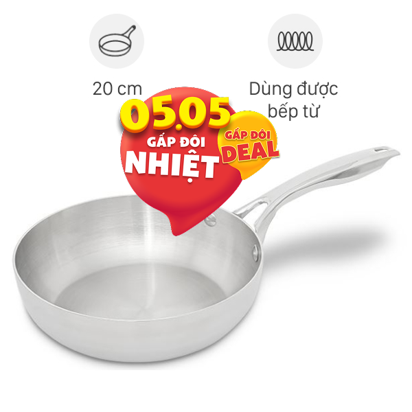 Chảo inox nguyên khối sâu đáy từ Green Cook GCP2518-20IH