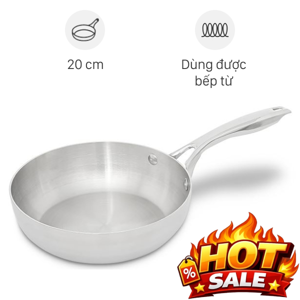 Chảo inox nguyên khối sâu đáy từ Green Cook GCP2518-20IH