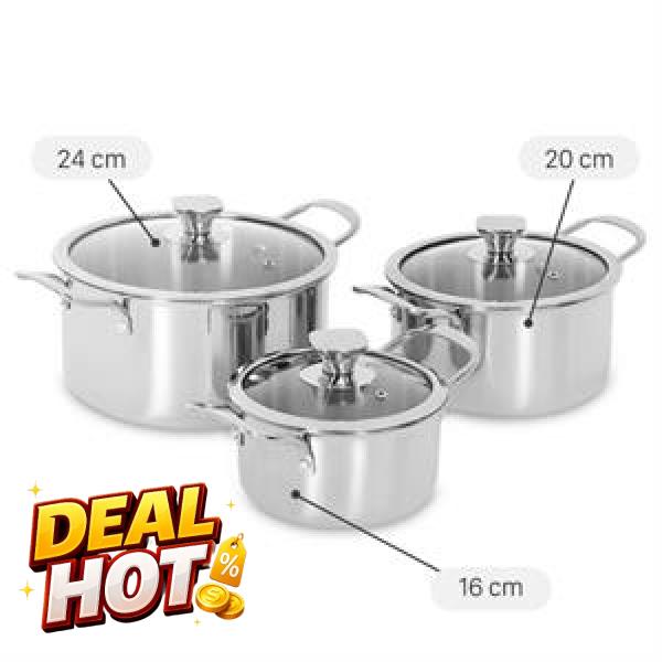 Bộ 3 nồi inox 3 lớp AVA HH-001S