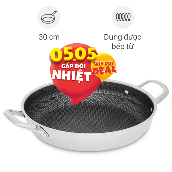 Chảo inox nguyên khối chống dính đáy từ AVA TC-TASJG30