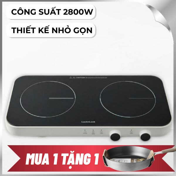 Bếp từ đôi Lock&Lock EJI326WHT 2800W
