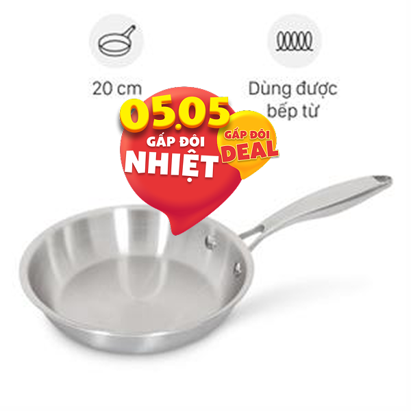 Chảo inox nguyên khối đáy từ Inochi Omi Gourmet HIN.CRIN.GM20